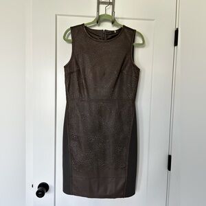 Elie Tahari Brown Laser cut lamb leather dress 8